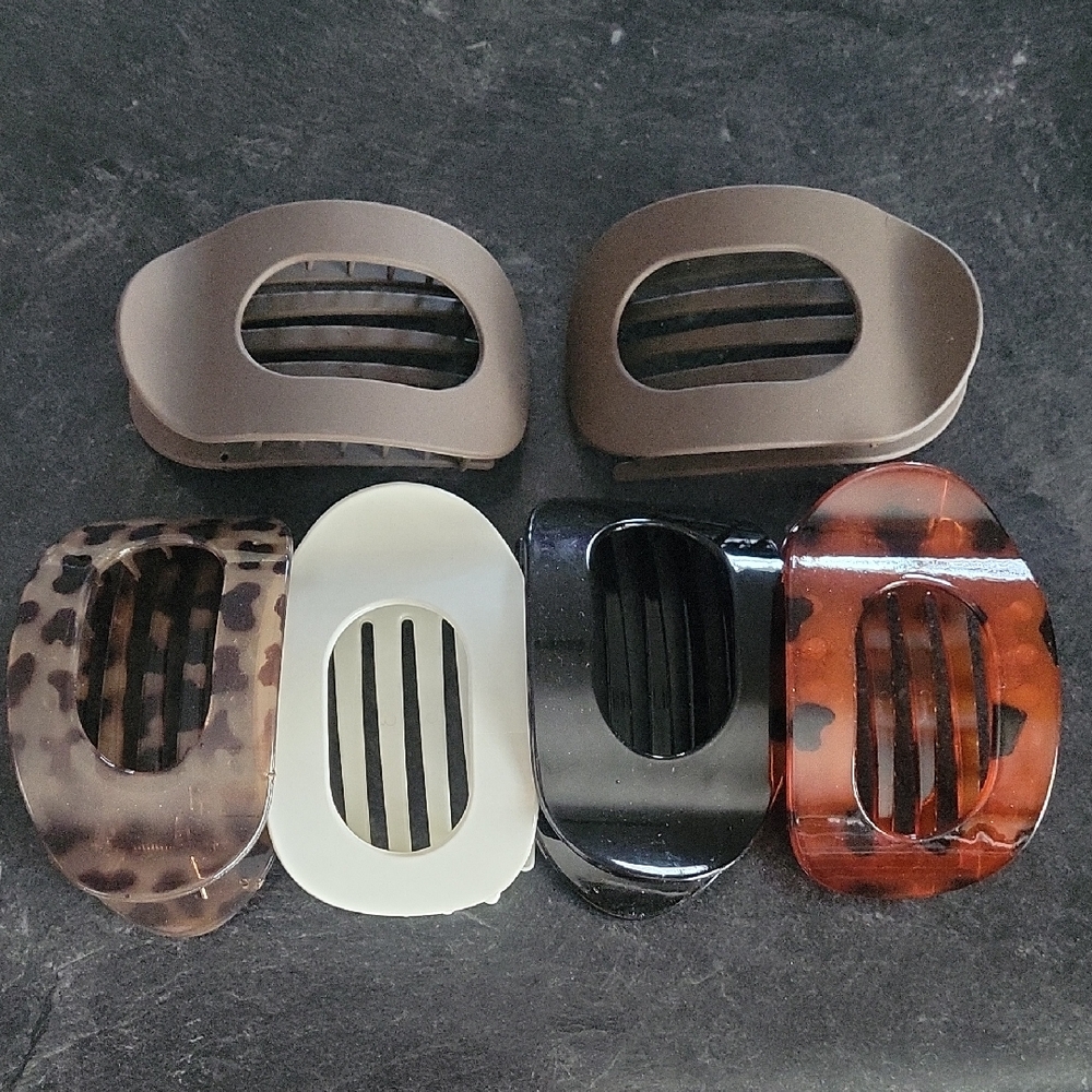 Stylish Hair Clips Set for Women - Black, Brown, Cream, Tortoiseshell